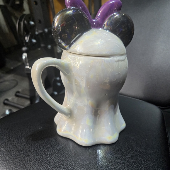 Disney Halloween Minnie Mouse Ghost Mug Ears Lid Topper Ceramic New! - Picture 3 of 8